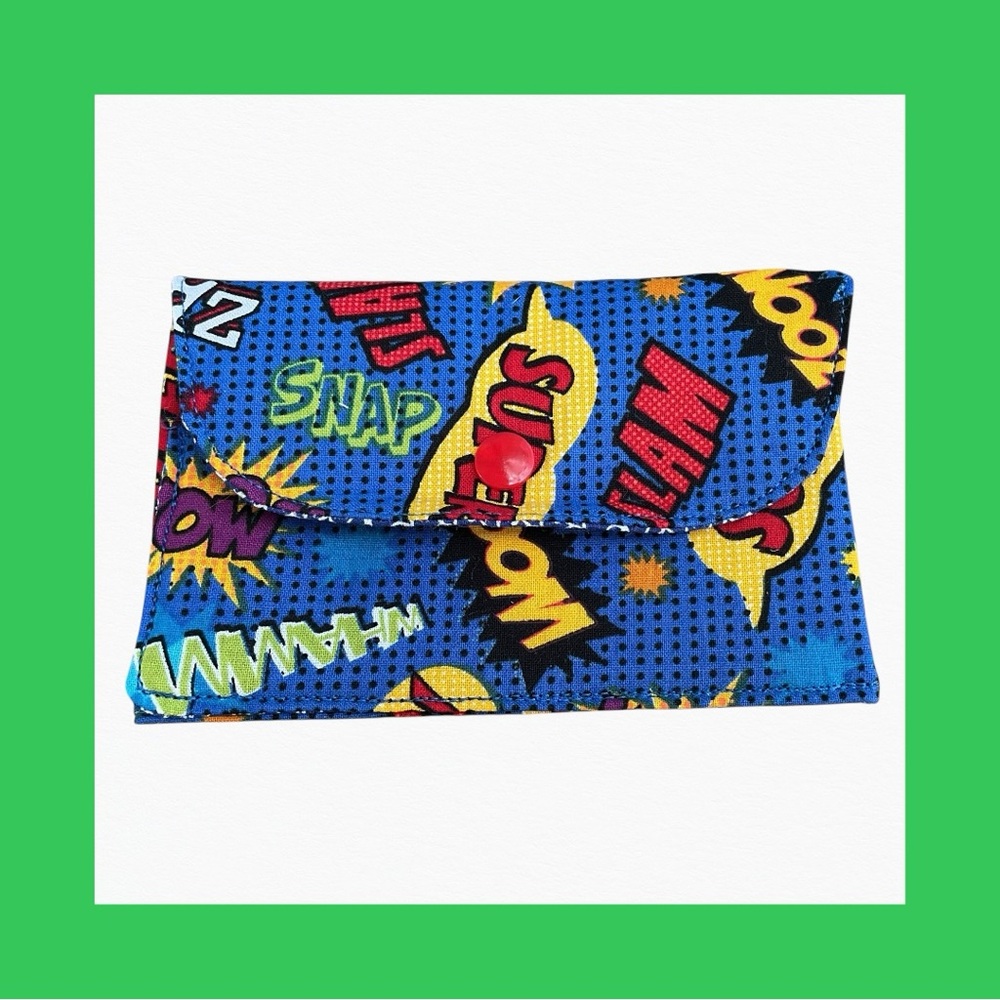 Colorful Comic Print Wallet Gift Card Holder New Handmade by Darling Darce